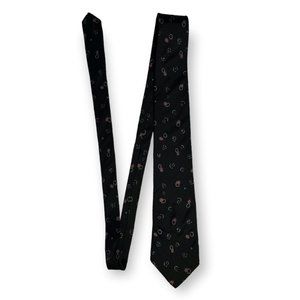 Vintage 100% Silk Strathmore Neck Tie Black Abstract Pink Blue White Retro Fancy